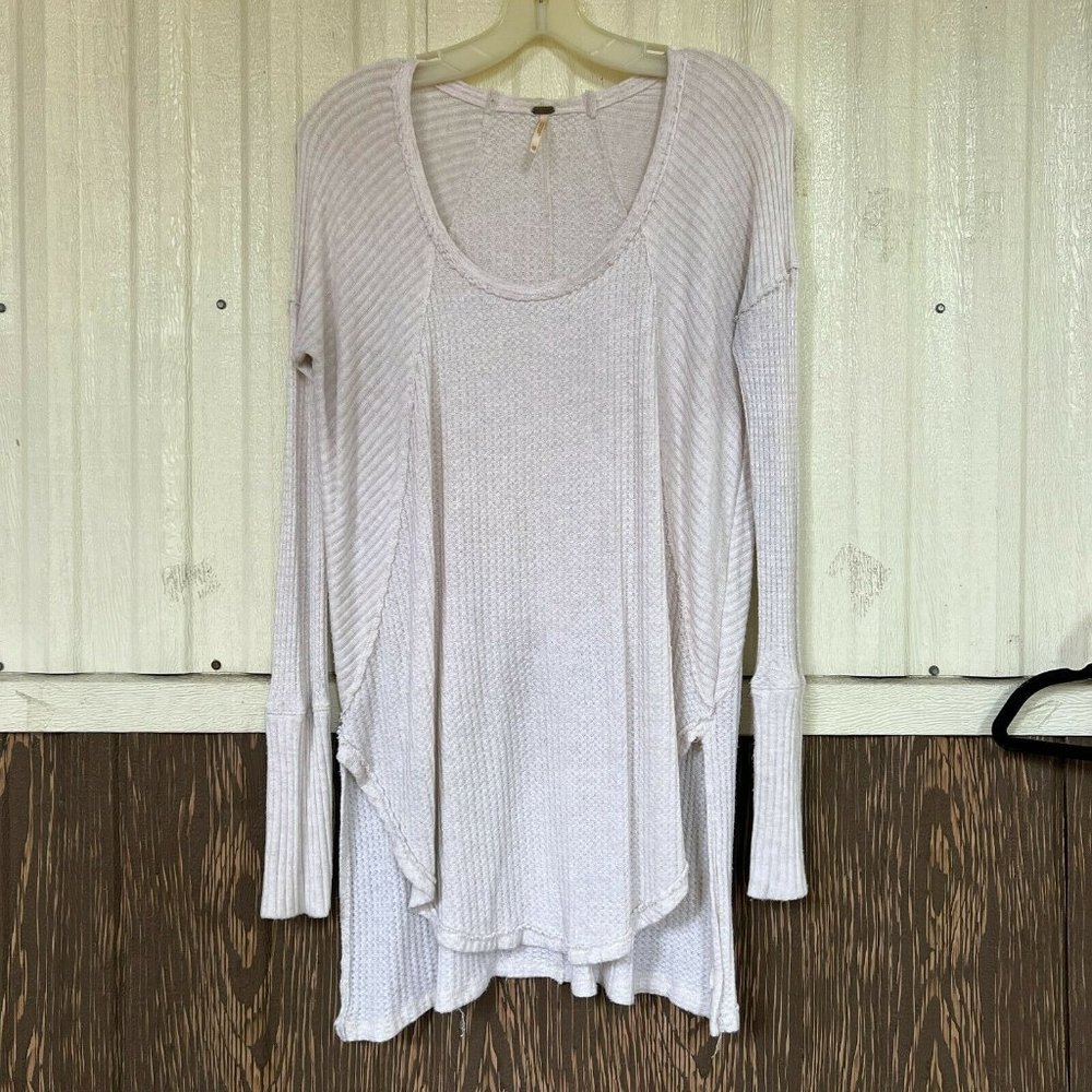 Free People long sleeve thermal blouse top waffle texture size XS